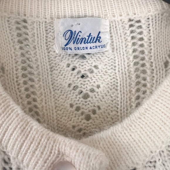 Vintage 60's Wintuk Ivory Button Up Knit Cardigan Sweater Dress Womens size S/M - Picture 2 of 4